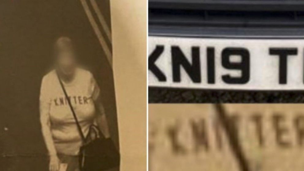 La remera de la mujer tenía un mensaje parecido al número de chapa del auto.