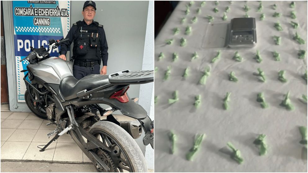 El vehículo y las dosis de cocaína incautadas.