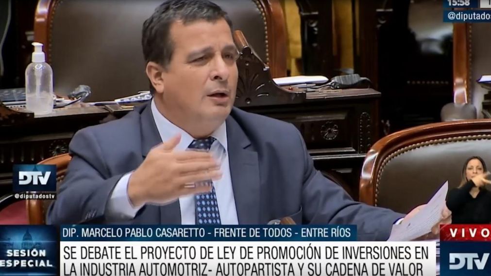 El diputado y presidente de la Comisi�n de Industria, Marcelo Casaretto (Captura de pantalla).