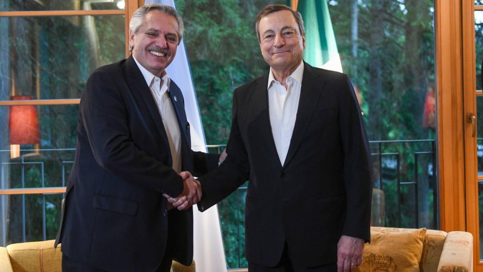 Alberto Fernández se reunió con el presidente del Consejo de Ministros de Italia, Mario Draghi.