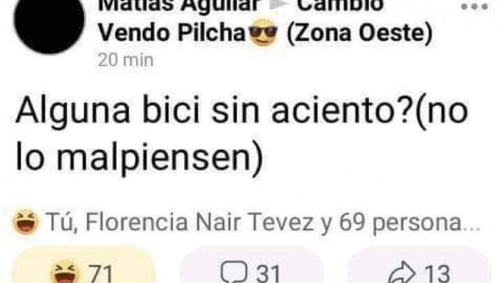 Viral: buscaba una bici con un particular detalle y fue motivo de burla.