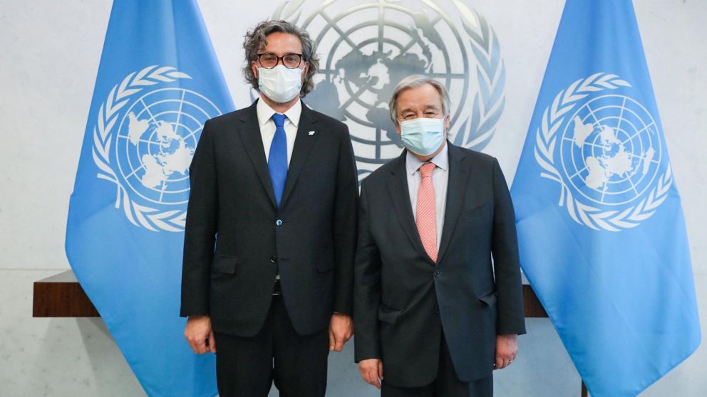 Durante su estadía en Nueva York, Santiago Cafiero se reunió con António Guterres, secretario General de la ONU (Gentileza @SantiagoCafiero/Twitter).