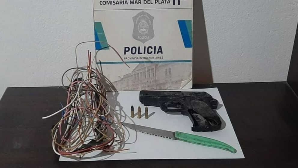 Los ladrones estaban armados con un cuchillo de cocina, un revólver, municiones y cables.