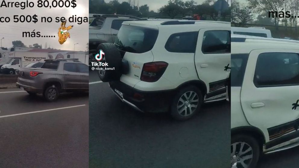 �Argentina, no lo entender�as�: para no gastar plata en el arreglo del auto lo decor� de una manera muy particular