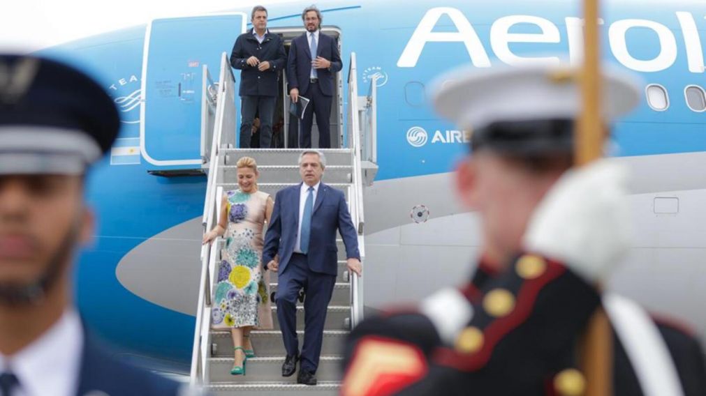 La llegada de Alberto Fern�ndez y la comitiva presidencial a Estados Unidos.