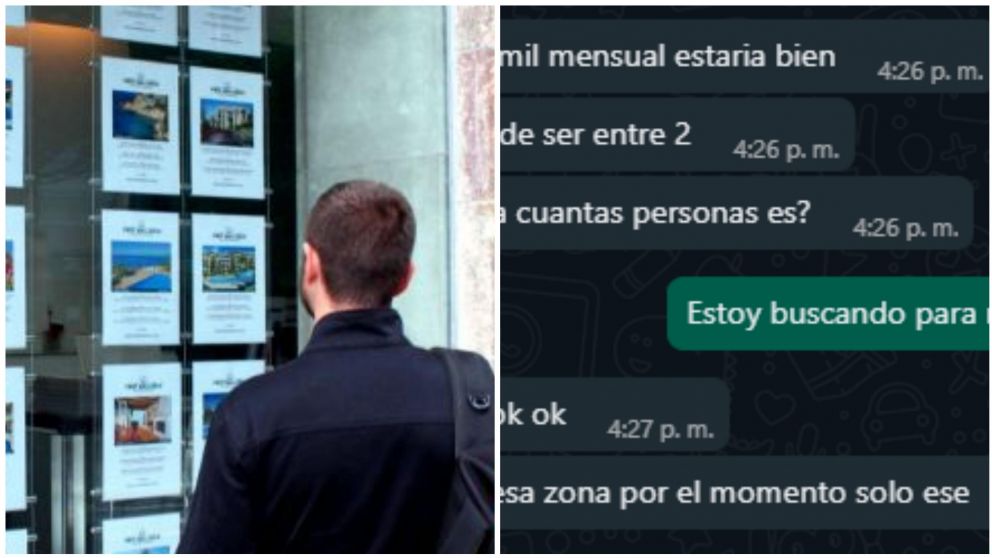 El joven se indignó y compartió la conversación con la inmobiliaria en Twitter.