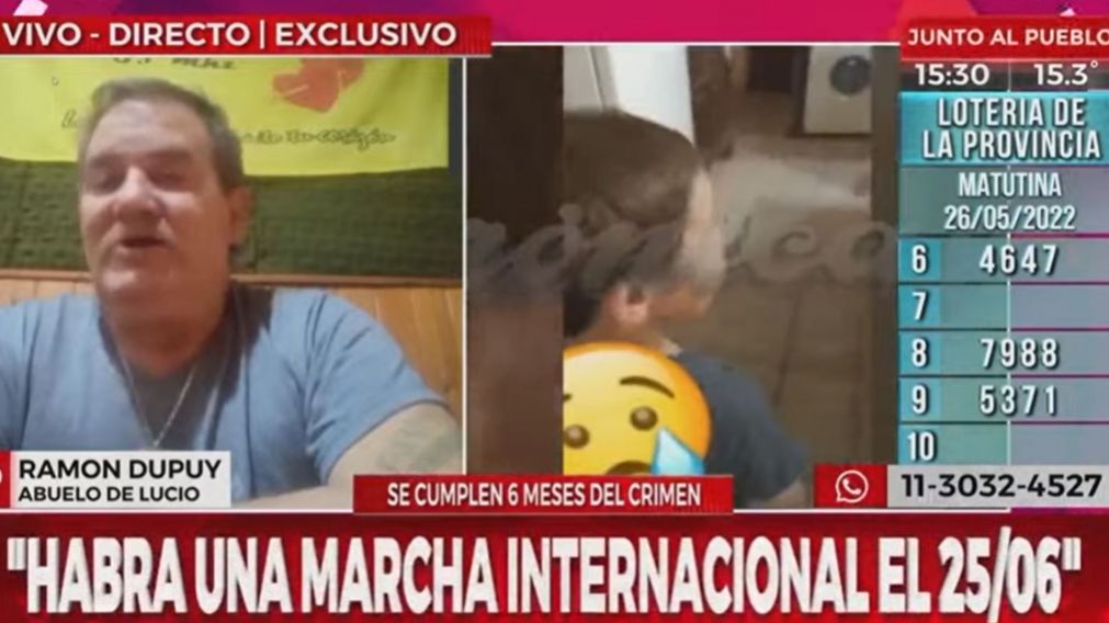 Ram�n, el abuelo de Lucio Dupuy, el ni�o asesinado, habl� con Cr�nica HD (Captura de pantalla).  