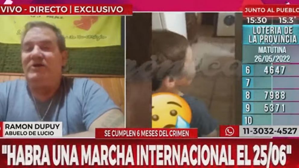 Ram�n, el abuelo de Lucio Dupuy, el ni�o asesinado, habl� con Cr�nica HD (Captura de pantalla).  