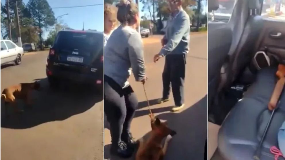 Arrastró a su perro con su camioneta por las calles y los vecinos impidieron que lo matara (imagen captura vídeo).