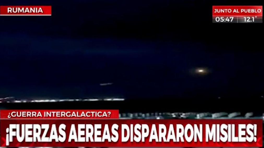 El ovni estuvo quieto por horas en el espacio rumano (Captura de TV).