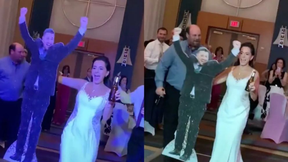 El novio no asisti� a la fiesta de casamiento y ella tom� una ins�lita decisi�n que se hizo viral (imagen captura v�deo).
