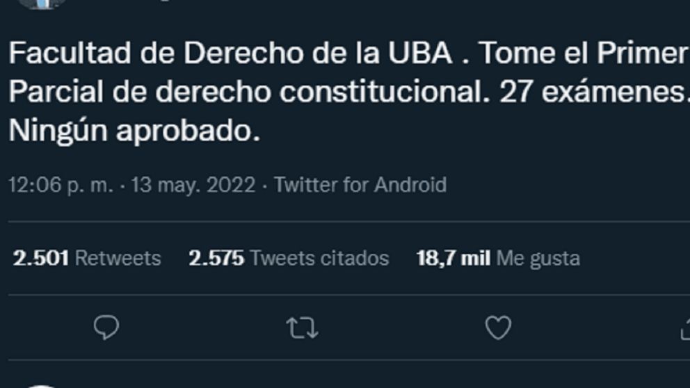 Ninguno de los 27 alumnos paso el parcial de derecho constitucional.