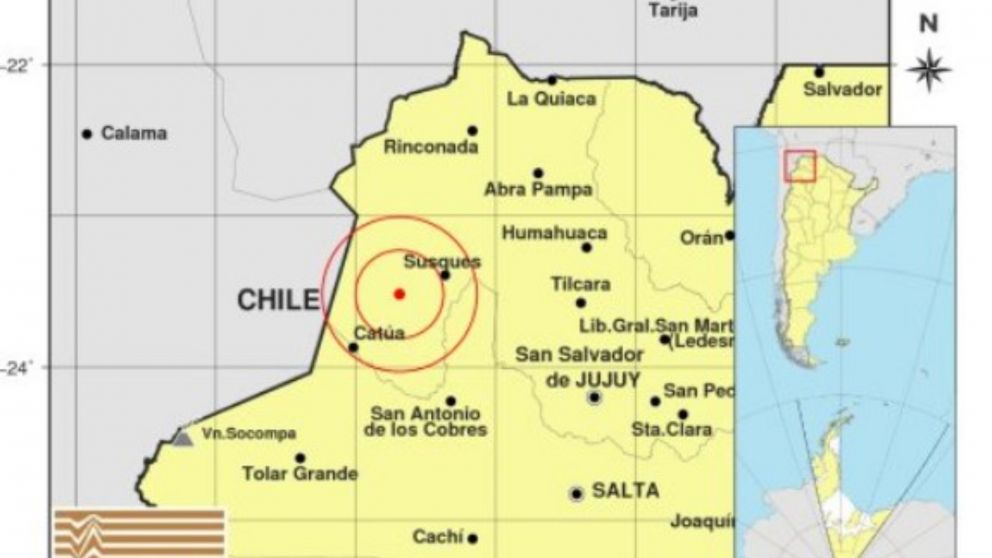 El epicentro fue en el oeste de la provincia de Jujuy, informó el Inpres.