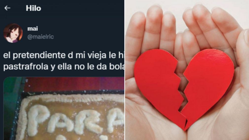 Un enamorado le cocinó una pastafrola mixta a una mujer con una romántica dedicatoria.