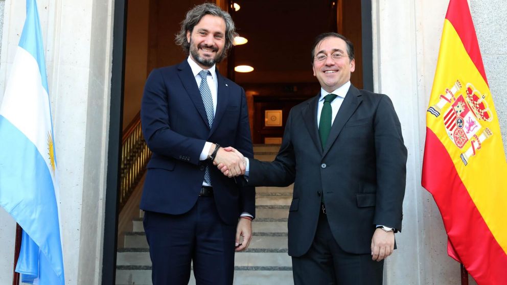 Santiago Cafiero y José Manuel Albares Bueno se reunieron este martes en Madrid (Gentileza Presidencia).