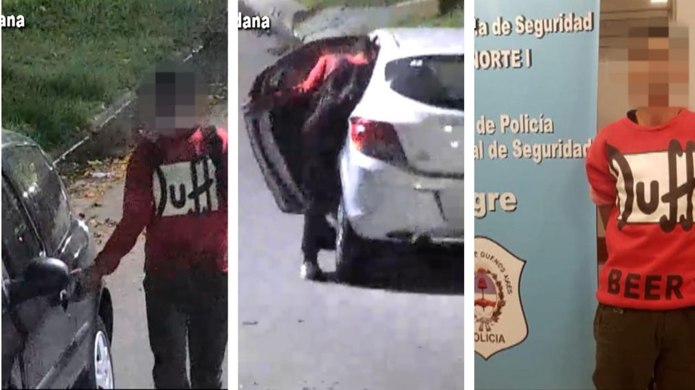 Fan�tico de Los Simpson "tanteaba" autos hasta que encontr� uno abierto: sac� varias cosas, se fue caminando "tranqui" y lo detuvieron.