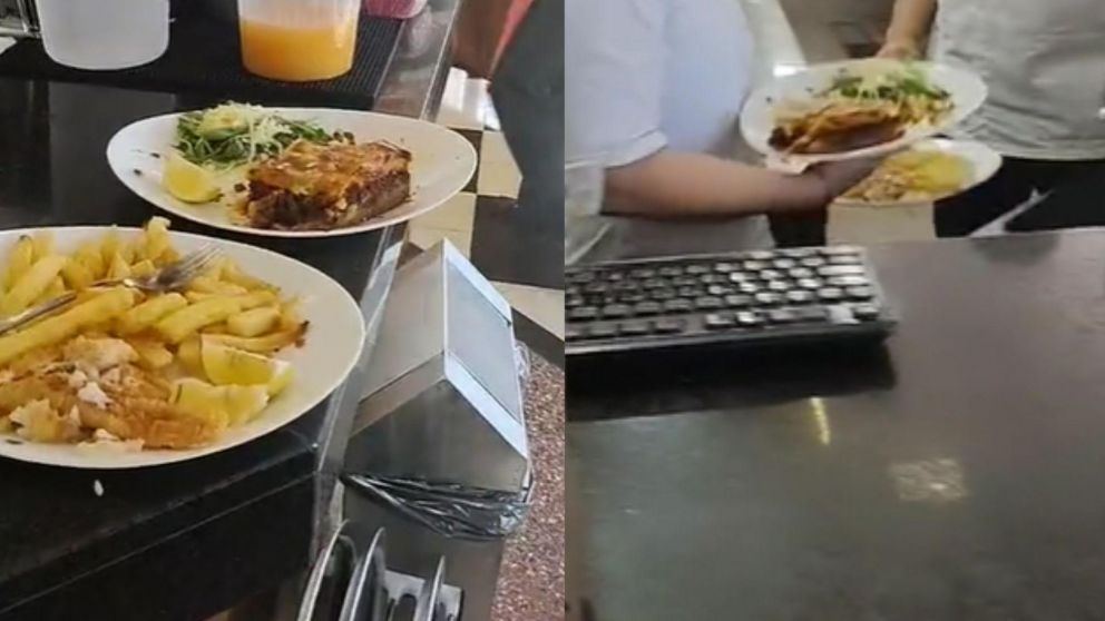 Denunció en TikTok que no lo dejaron llevarse la comida que sobró. (Captura de pantalla).
