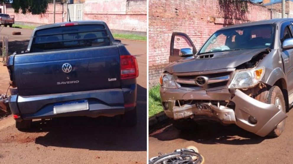 Las dos camionetas involucradas en el choque en el que murió Miguelina Zuk, de 84 años (Gentileza Misiones Online).