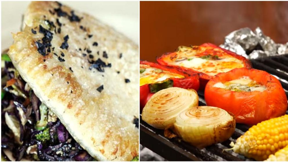 Pescado a la parrilla con verduras asadas, un manjar de lo más original.