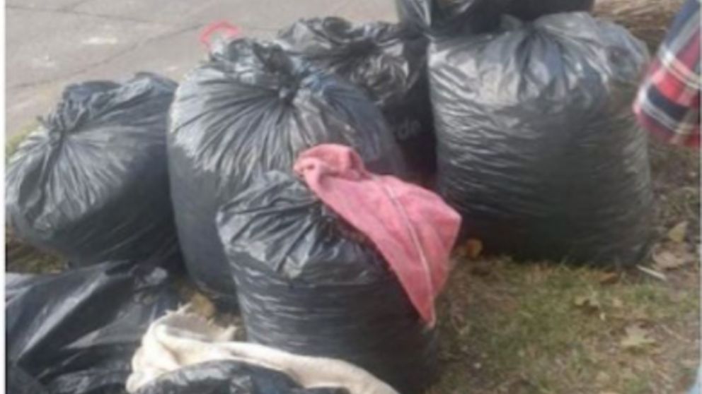 La beba recién nacida fue encontrada en medio de las bolsas de basura.