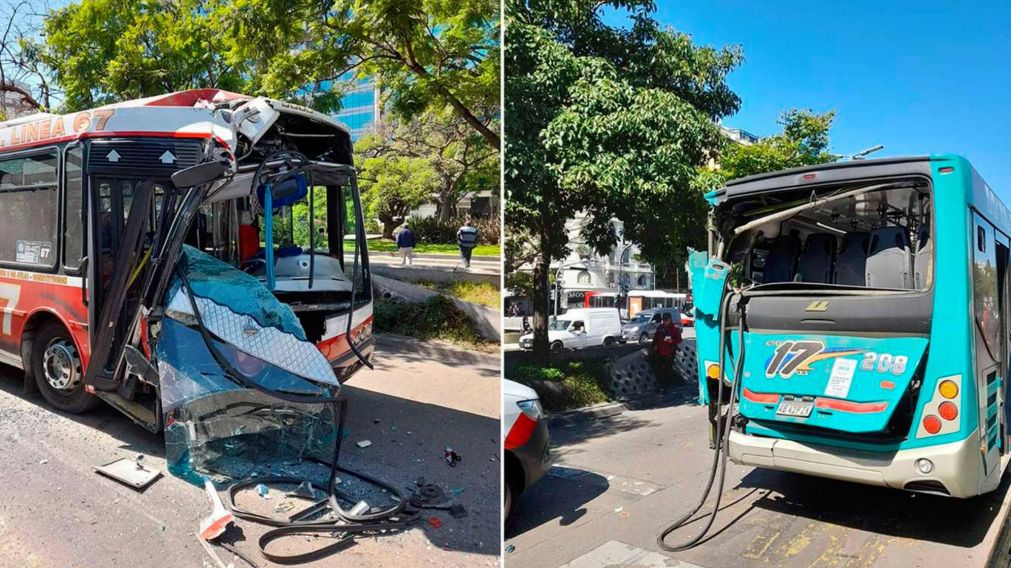 Palazo en el centro porteño: 17 pasajeros heridos tras choque entre dos colectivos en el Metrobus de 9 de Julio y Córdoba. (@solotransito)