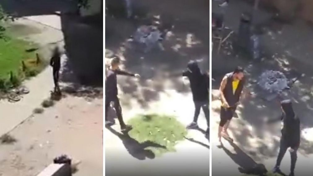 El enfrentamiento entre "Cemen" y "Apu" comenzó en un playón de Fuerte Apache (Captura de video).