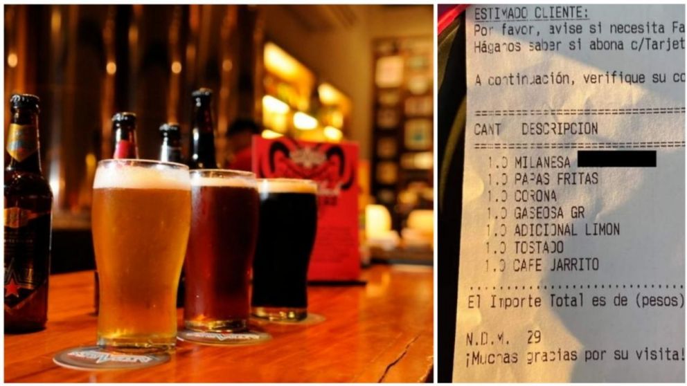 El cliente compartió el ticket del bar en las redes sociales y se volvió viral.