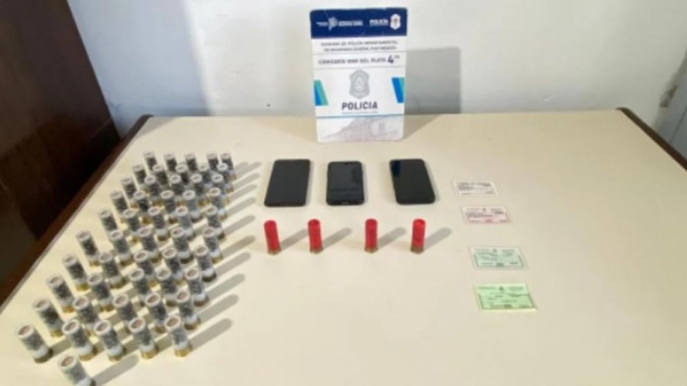 Cuatro teléfonos celulares, cuarenta y cuatro municiones y tres credenciales de Renar fueron secuestrados en un allanamiento.