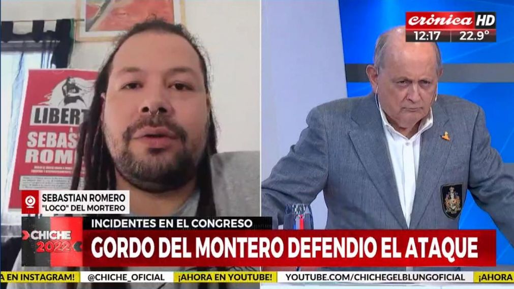 Sebastián Romero, apodado "El loco del mortero", se refirió a los incidentes en el Congreso durante la votación del acuerdo con el FMI (Crónica HD).