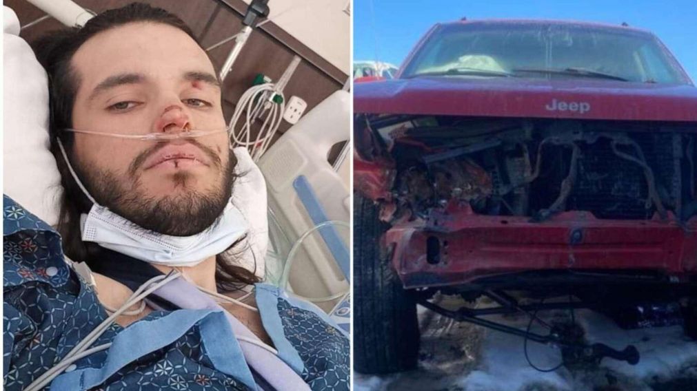 El joven de 24 años y la camioneta en la que sufrió el siniestro vial (Fotos: Lucas Benedetto).