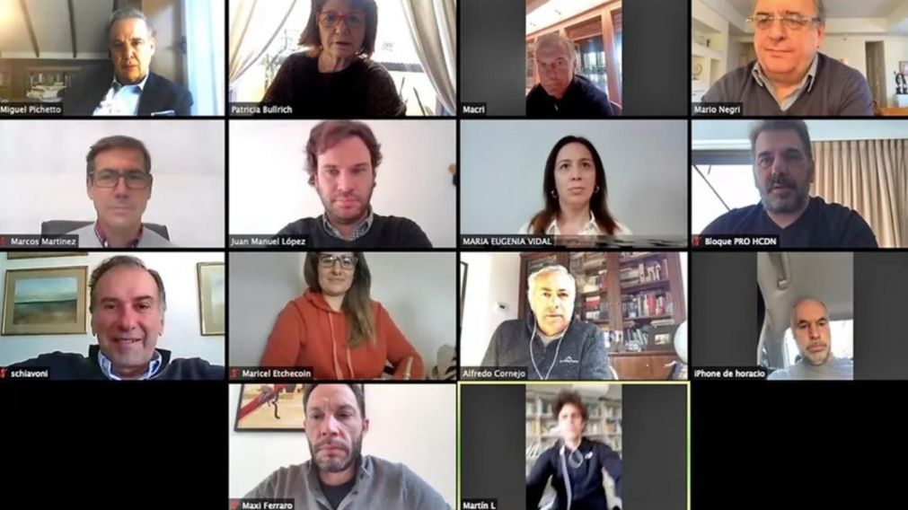 La reuni�n de los principales referentes de Juntos por el Cambio se realiz�, una vez m�s, de manera virtual (Archivo).