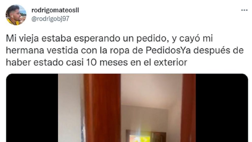 Intentó sorprender a su mamá disfrazándose de repartidora pero algo salió mal (Twitter).