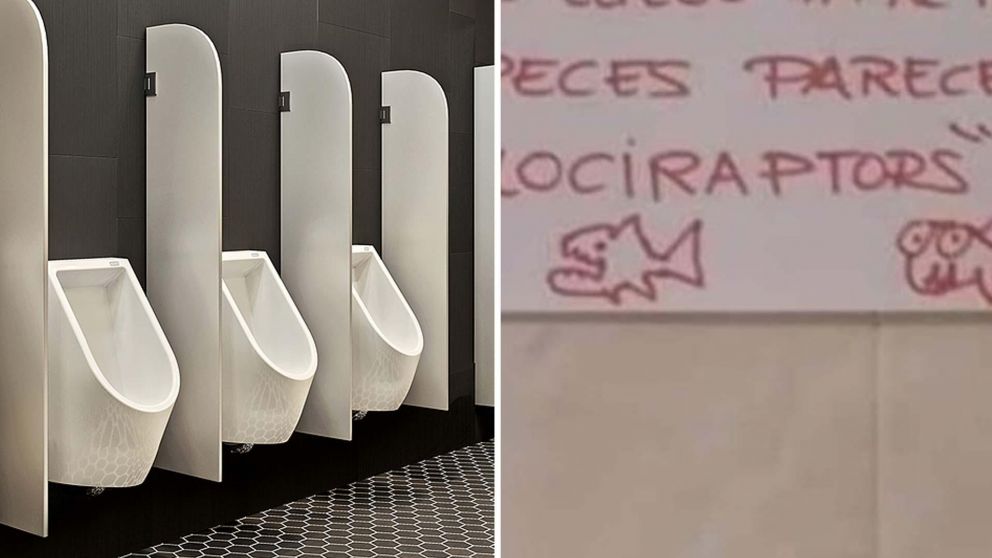 Un camarero publicó un bizarro cartel que dejaron en el baño los dueños de un bar (captura Twitter).
