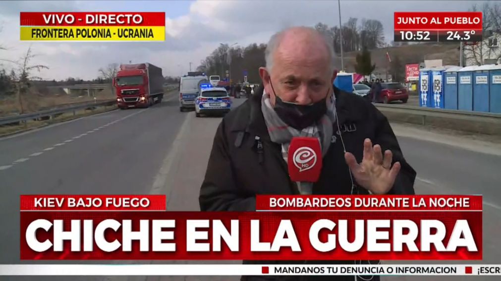 Chiche Gelblung salió al aire desde la frontera y brindó detalles exclusivos sobre lo que está ocurriendo en la guerra entre Rusia y Ucrania (Captura de pantalla).