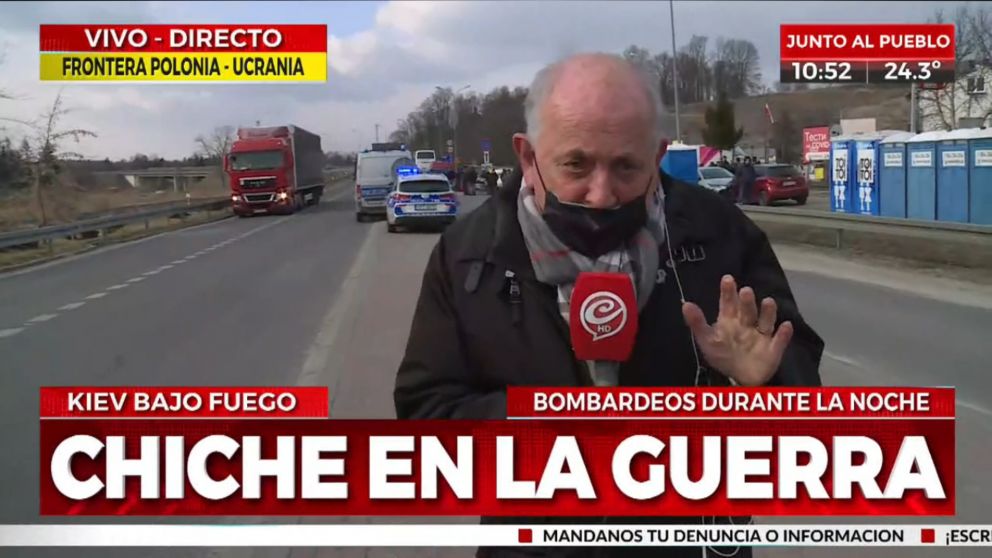Chiche Gelblung salió al aire desde la frontera y brindó detalles exclusivos sobre lo que está ocurriendo en la guerra entre Rusia y Ucrania (Captura de pantalla).