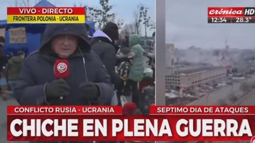 Chiche Gelblung sali� al aire desde un campo de refugiados en Polonia (Captura de pantalla).