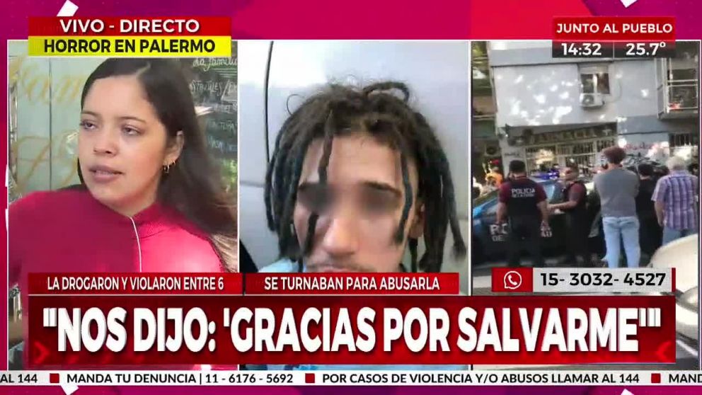 "Vi cómo la violaban": habló la joven que ayudó a detener a los depravados de Palermo.