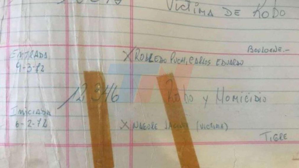 El documento que muestra el registro a la c�rcel de Robledo Puch