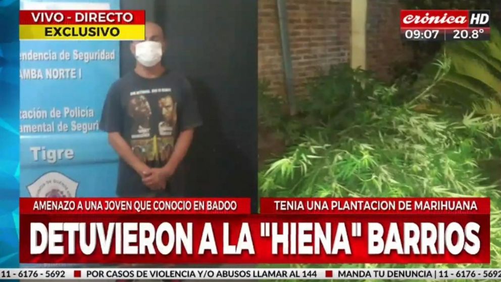 Rodrigo "La Hiena" Barrios fue detenido en la localidad bonaerense de Tigre (Crónica HD).