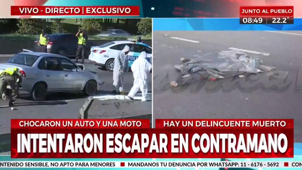 El accidente fatal ocurrió en la autopista Acceso Oeste, a la altura del Hospital Posadas (Crónica HD).
