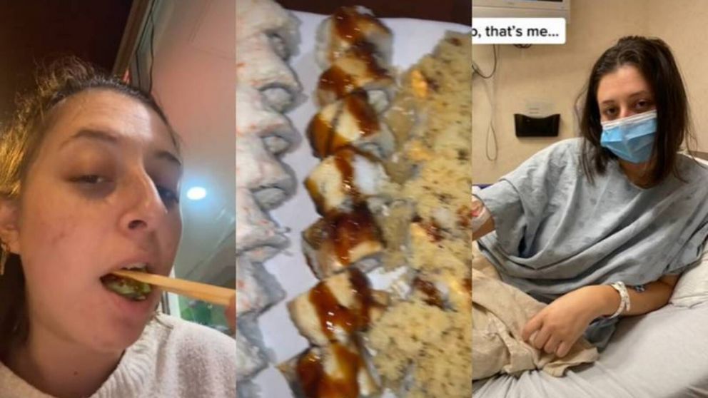 "Todo lo que puedas comer": Fue a un "sushi libre", se excedió y terminó internada en un hospital (imagen captura vídeo).