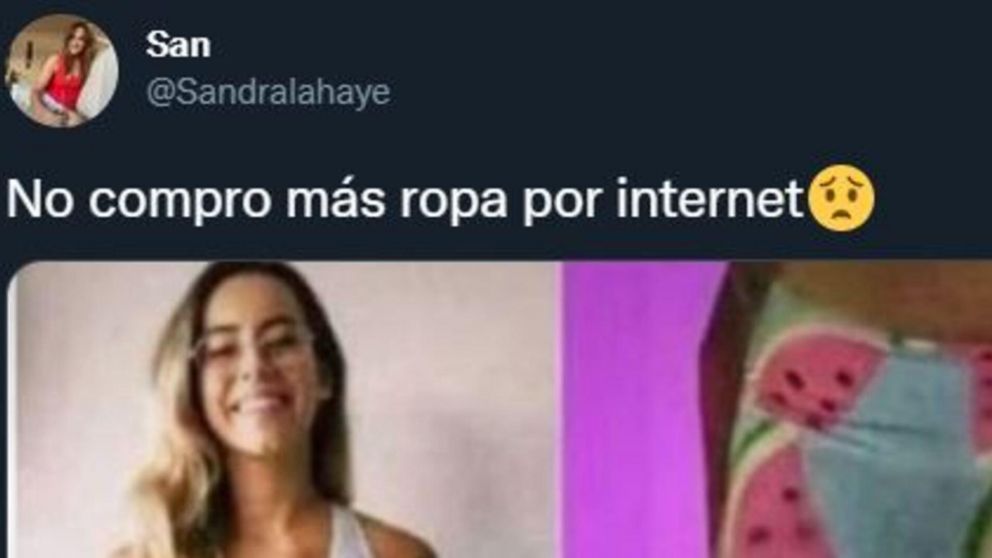 Pidi� una prenda online pero por una ins�lita raz�n no se la pudo poner (Twitter).