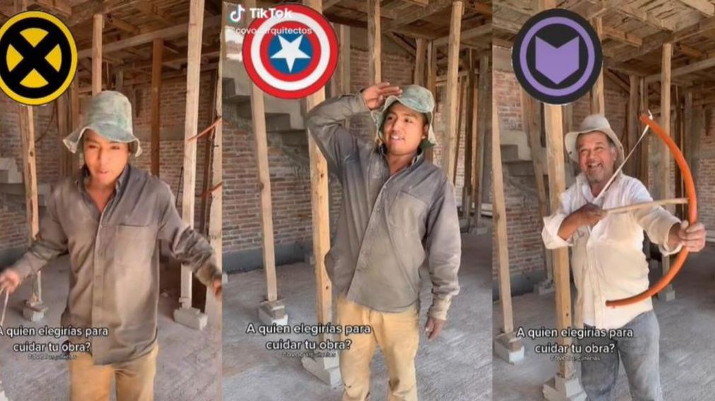 Los albañiles que son furor en las redes sociales por parodiar a los "Avengers" (imagen captura vídeo).