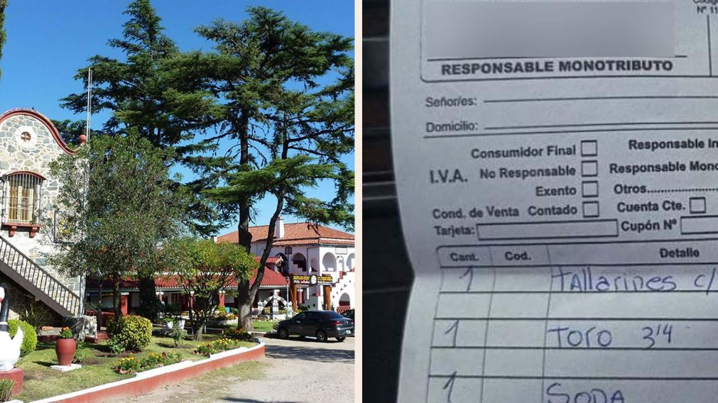 El ticket del restaurante de las sierras de Córdoba se volvió viral.