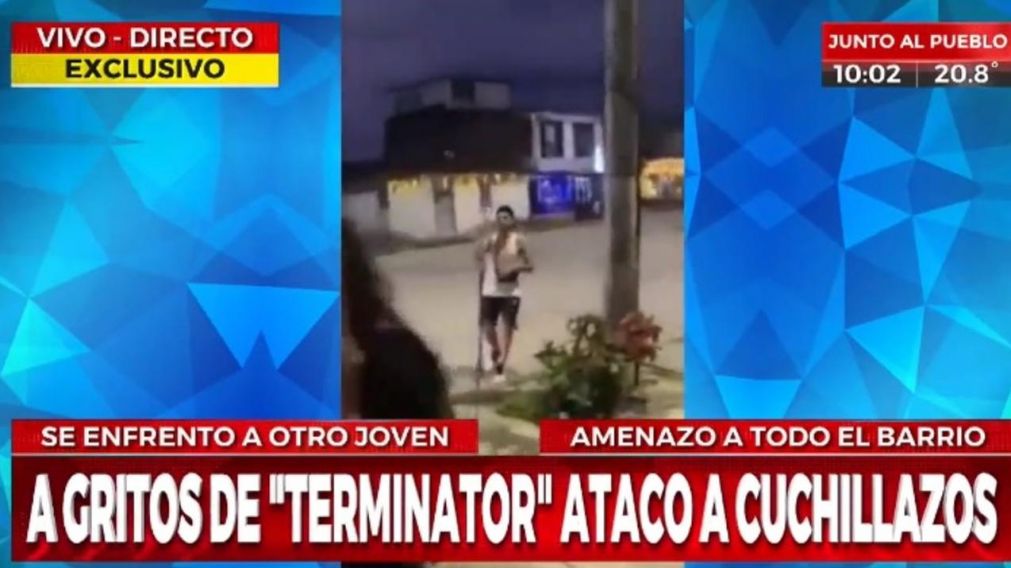 "Terminator" se pas� con una cuchilla por las calles de Colombia (Captura de TV).