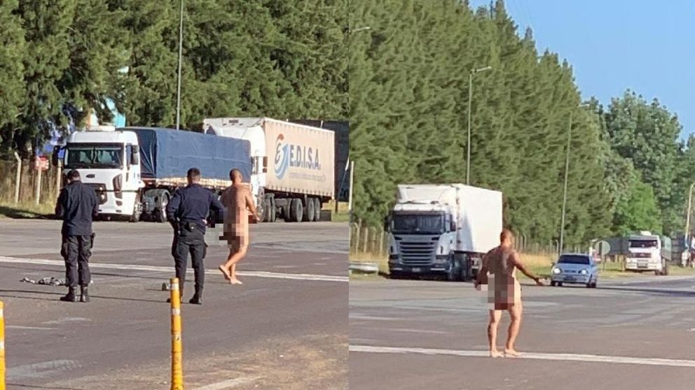 Se desnudó en el Peaje de Samborombón y salió corriendo frente a los automovilistas.