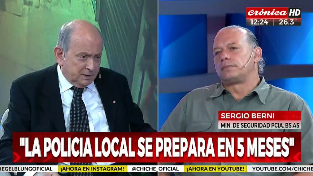 Sergio Berni fue entrevistad por Chiche Gelblung en Cr�nica HD