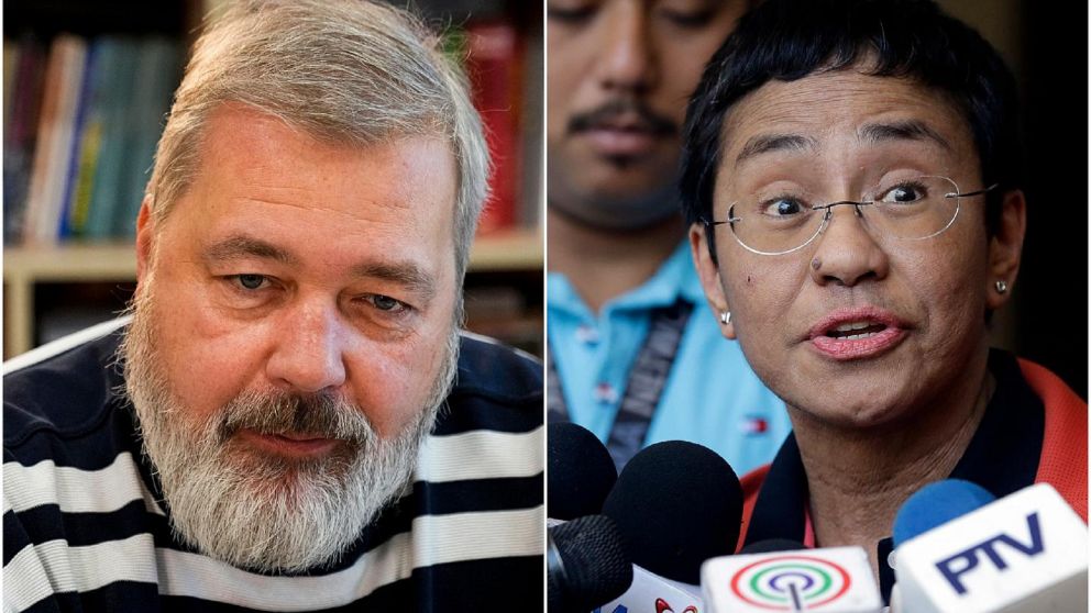 Dos periodistas que se juegan la vida por la libertad de prensa han recibido esta viernes el Premio Nobel de la Paz en el Ayuntamiento de Oslo