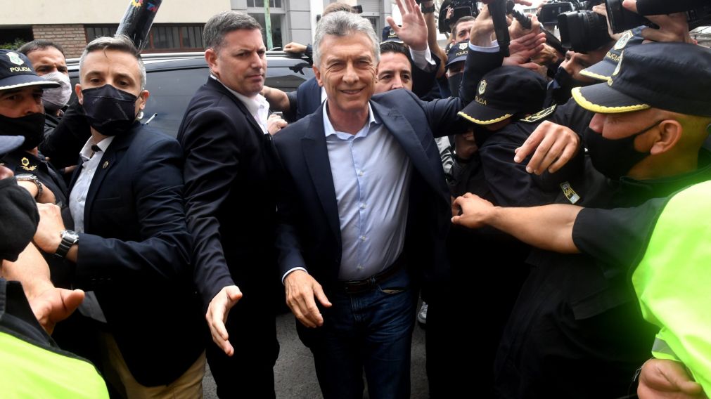 Mauricio Macri, durante su última visita a los tribunales de Dolores.