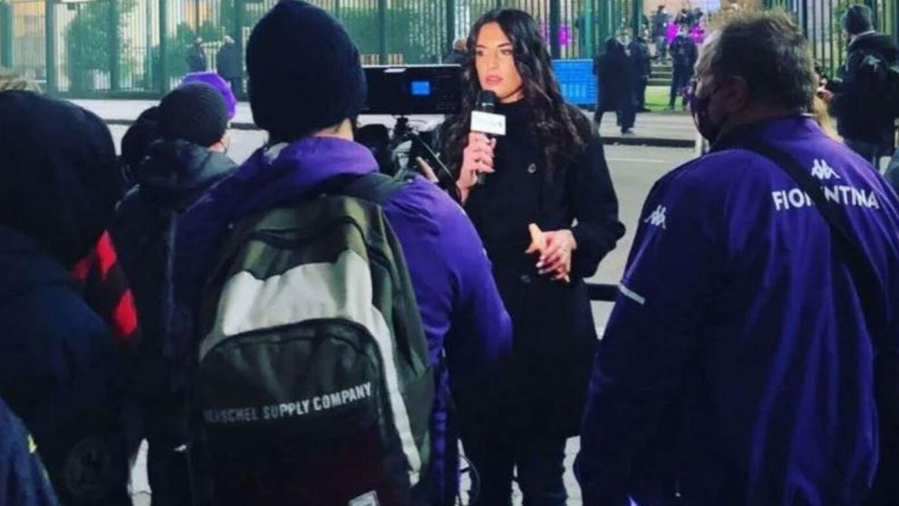 Aberrante acoso sexual a la periodista italiana Greta Beccaglia (Captura de video).
